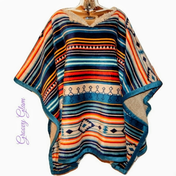 Groovy Glam Sweaters - GROOVY GLAM Velvet Plush Sherpa Poncho